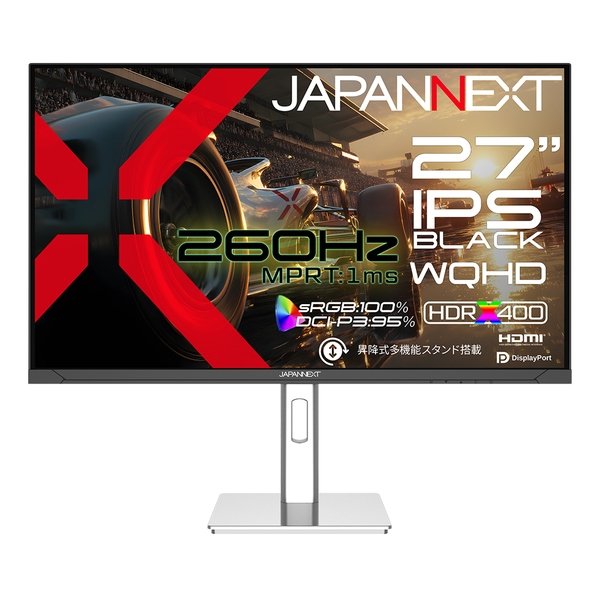 JAPANNEXT ゲーミング液晶ディスプレイ 27型/2560×1440/HDMI×2、DP×2