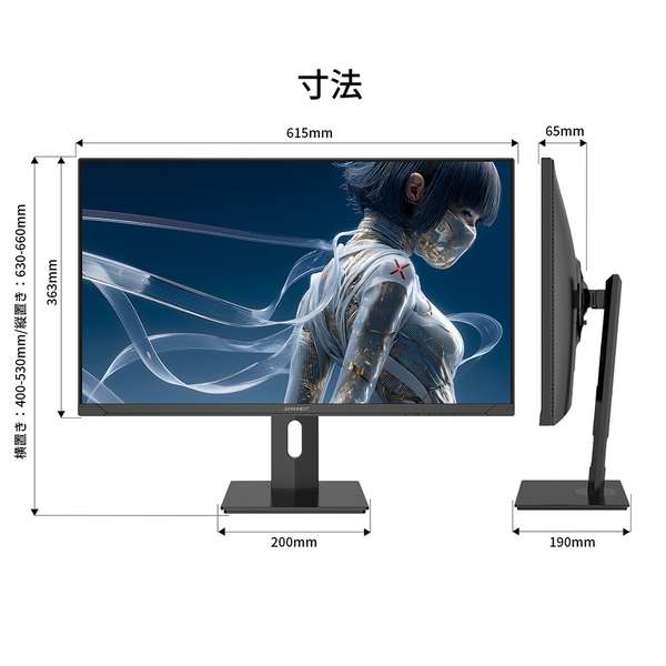 JAPANNEXT ゲーミング液晶ディスプレイ 27型/3840×2160/HDMI×2、DP×2