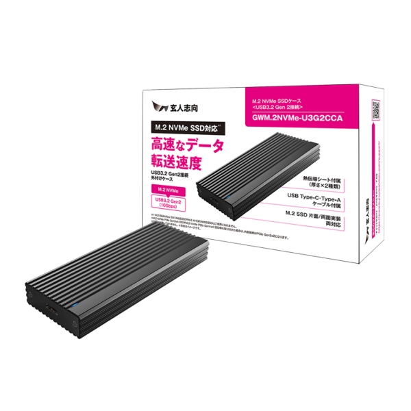 USB3.2 Gen2 (10Gbps)ڑ M.2 NVMe SSDP[X GWM.2NVMe-U3G2CCA 4988755-069816