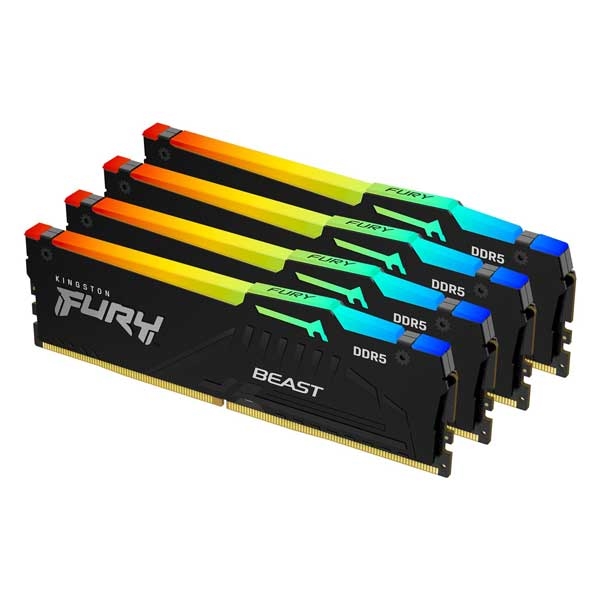 128GB DDR5 5200MT/s CL40 DIMM (Kit of 4) FURY Beast RGB XMP KF552C40BBAK4-128