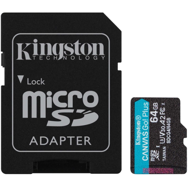 64GB microSDXC Canvas Go! Plus Gen4 200MB/s A2 U3 V30 Card + Adapter SDCG4/64GB