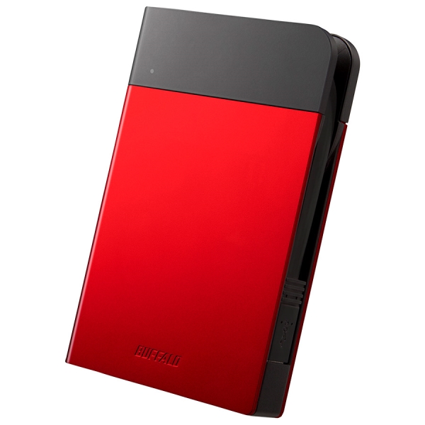 ICカード対応MILスペック 耐衝撃ボディー防雨防塵ポータブルHDD 2TB レッド HD-PZN2.0U3-R