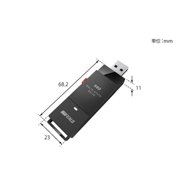 バッファロー 外付けSSD ポータブル USB3.2 Gen1 スティック型 TV録画対応 500GB ブラック SSD-PUT500U3BC/D -  NTT-X Store