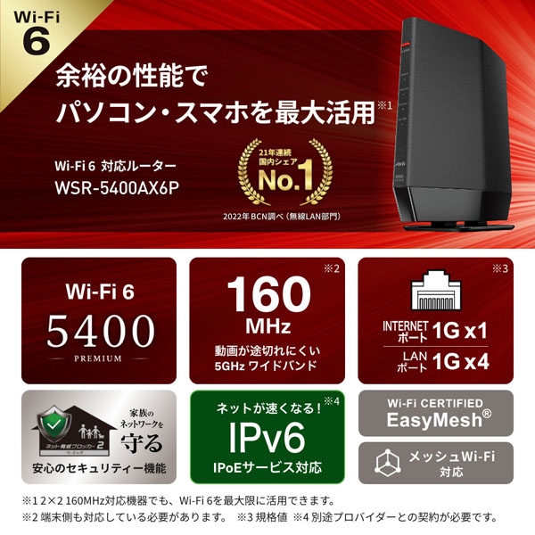 バッファロー 無線LAN親機 WiFiルーター 11ax/ac/n/a/g/b 4803+