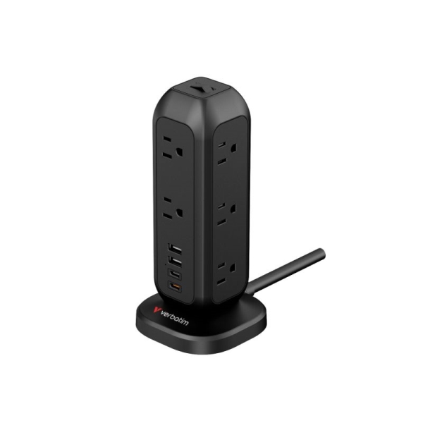 Verbatim タワー型充電タップ 11xAC/2xUSB-C/2xUSB-A ブラック TT15KV1