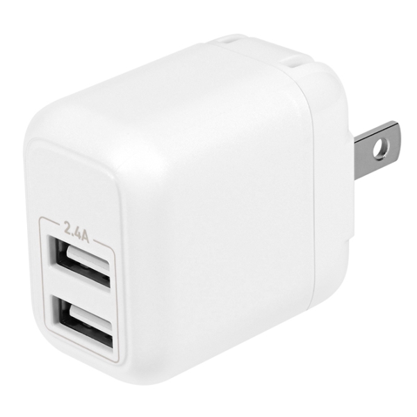AC充電器/USB充電器/最大12W/最大2.4A/2ポート/コンパクト/Type-Aポート/PSE適合/スマートフォン、タブレットPC、モバイルバッテリー等/ホワイト OWL-AC12WA2-RWH