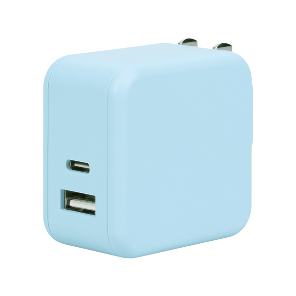 MOTTERU AC充電器 PD35W USB-C 1ポート USB-A 1ポート 折りたたみ式プラグ 急速充電 PSE適合製品 全7色 2年保証 パウダーブルー 製品サイズ約30(W)×49(D)×49(H)mm MOT-ACPD35WU1-BL
