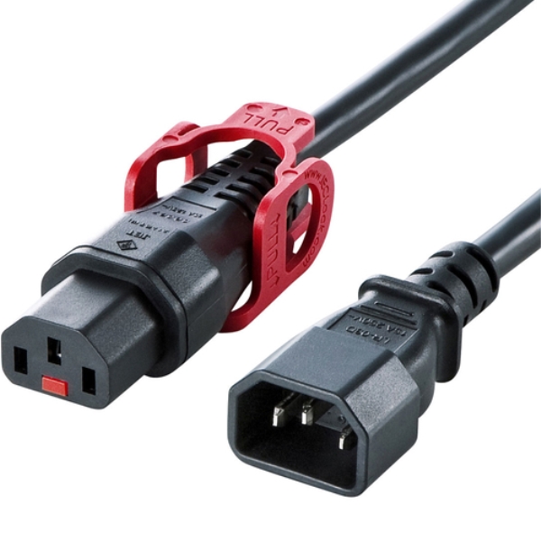 抜け防止ロック式電源コード ロックプラス(5m) APW15-C14C13LP-50