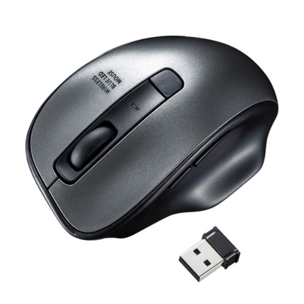 ワイヤレスブルーLEDマウス(ガンメタ) MA-WBL134GM