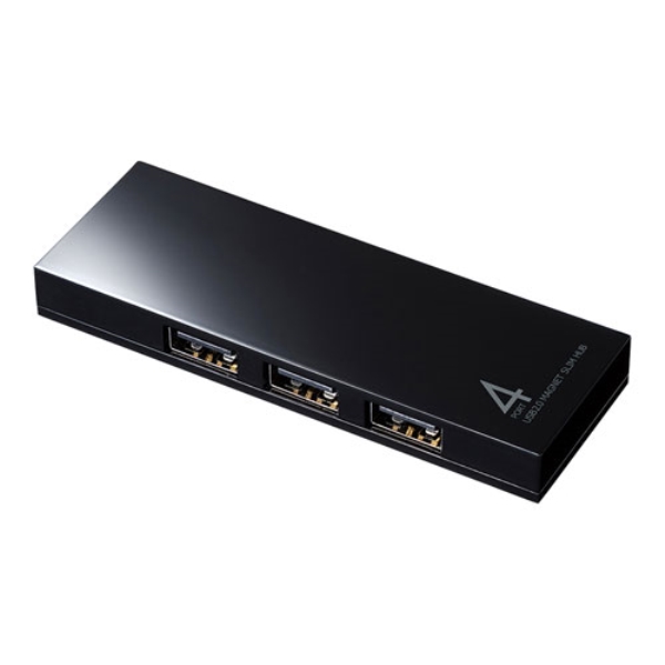 磁石付きスリム4ポートUSB2.0ハブ USB-2H401BKN