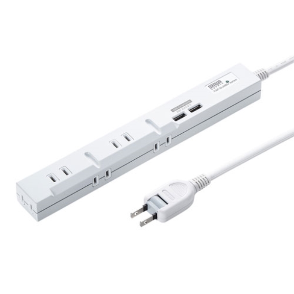 スリムタップ USB充電機能付き(2P・5個口・2m) TAP-SLIM5U-2