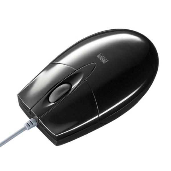 有線ブルーLEDマウス(USB-PS/2変換アダプタ付き・ブラック) MA-BL3UPBKN