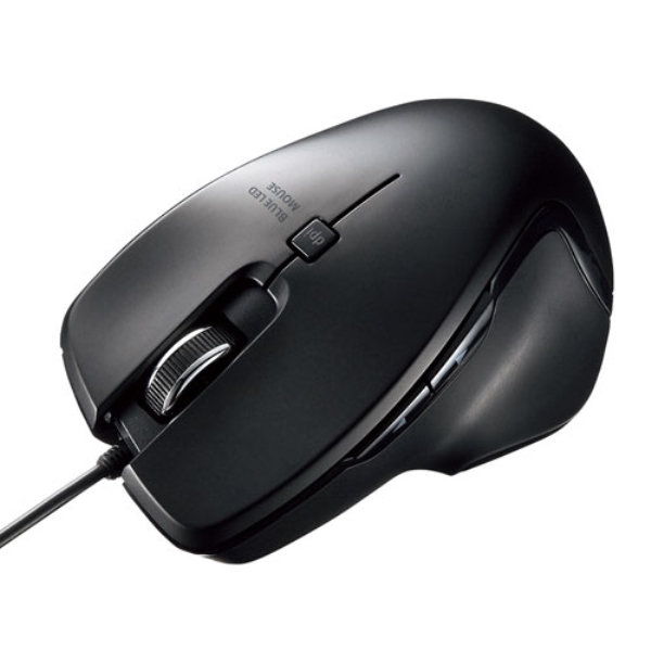 有線Type-CブルーLEDマウス(5ボタン・ブラック) MA-BLC180BK