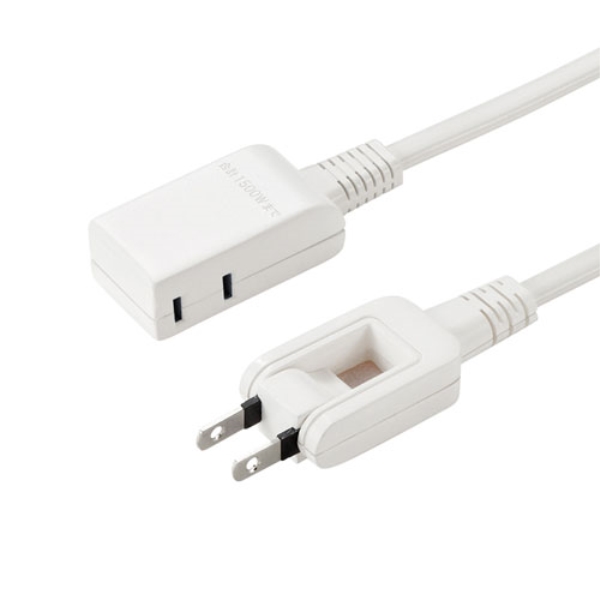 マイクロ電源タップ(収納式スイングプラグ・2個口・0.5m・ホワイト) TAP-M605W