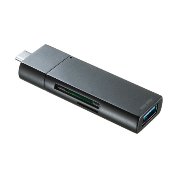 Type-Cコンパクトカードリーダー(USB 1ポート付き) ADR-3TCMS7BKN