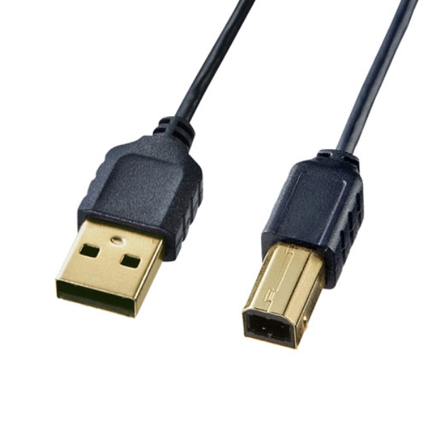 極細USBケーブル(USB2.0 A-Bタイプ・ブラック・0.5m) KU20-SL05BKK