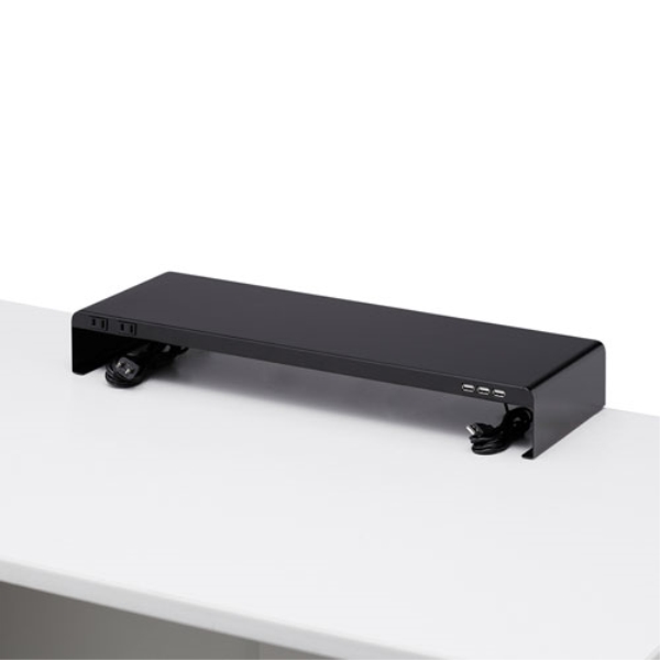 電源タップ+USBポート付き机上ラック(W600×D200 ブラック) MR-LC202BKN