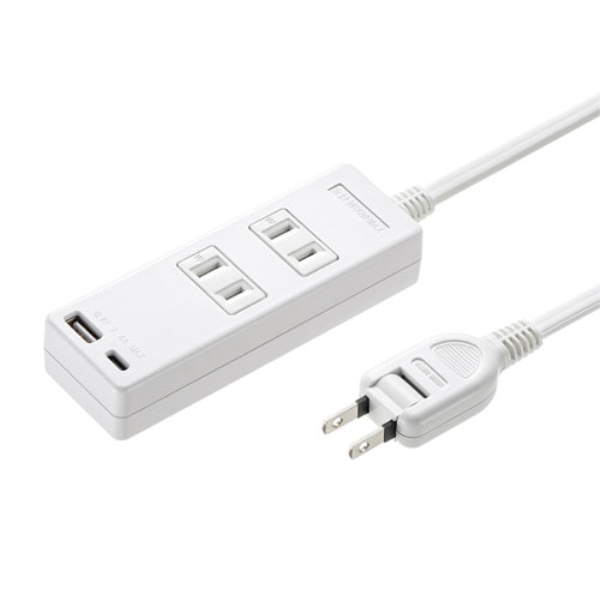 USB充電機能付きタップ Type-C搭載(2P・2個口・2m) TAP-B101UC-2W
