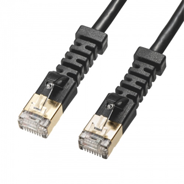 4方向固定CAT6A STP LANケーブル(ブラック・0.5m) KB-T6ASYL-005BK