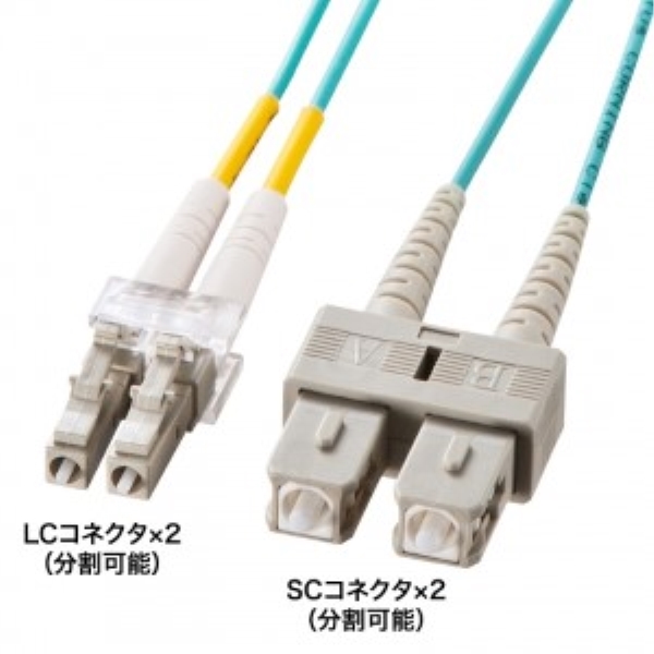 メガネ型光ファイバケーブル(マルチ50μm OM3、LC×2-SC×2、5m) HKB-OM3LCSC-05N