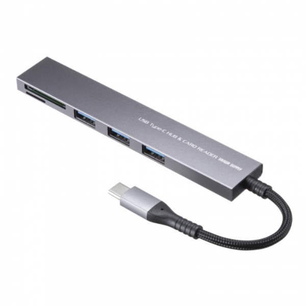 USB 5Gbps 3ポート スリム ハブ(カードリーダー付き・Type-C接続) USB-3TCHC20MS