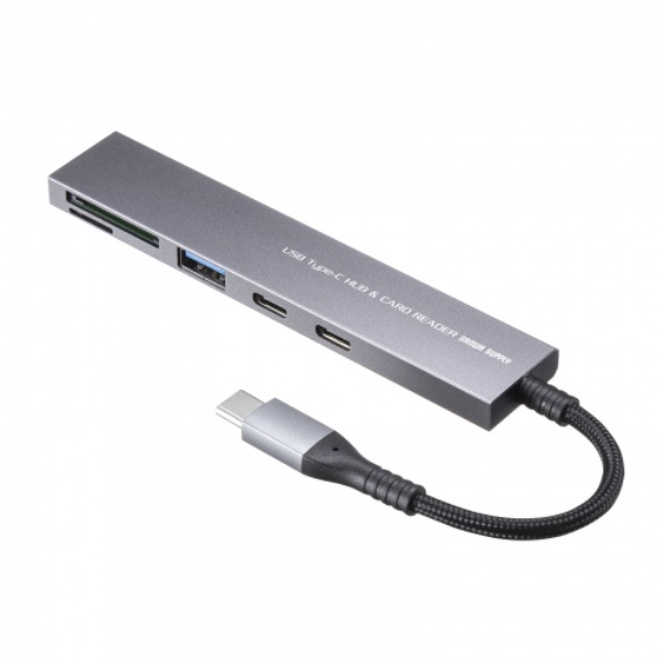 USB 5Gbps 3ポート スリム ハブ(カードリーダー付き・Type-C接続) USB-3TCHC22MS