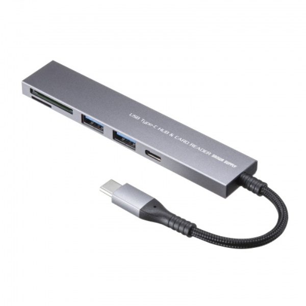 USB 5Gbps 3ポート スリム ハブ(カードリーダー付き・Type-C接続) USB-3TCHC21MS