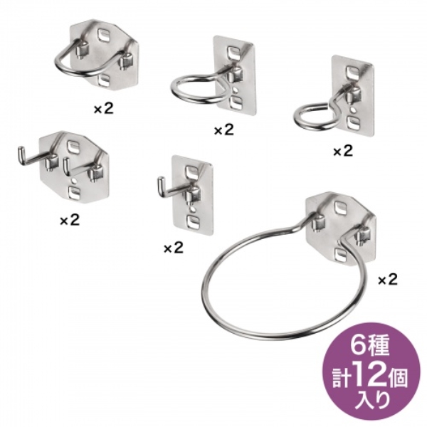 スチール製フック6種12個入り RAC-WDKT-FKSET2