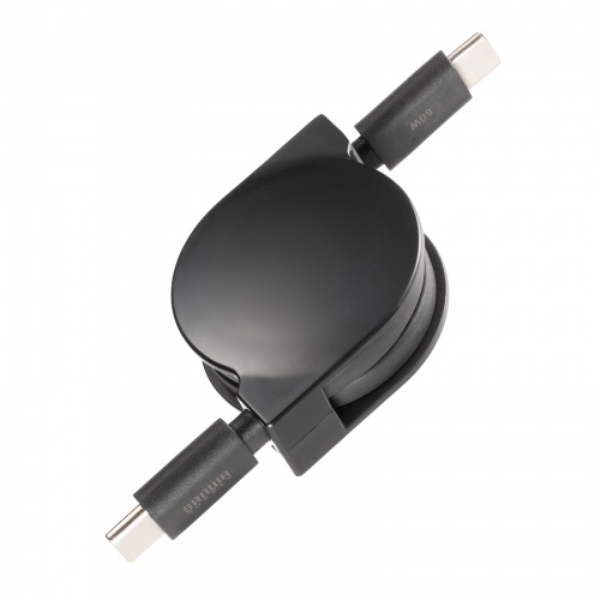 USB2.0 Type-C 巻取りケーブル PD60W ブラック KU-CCP60M08BK