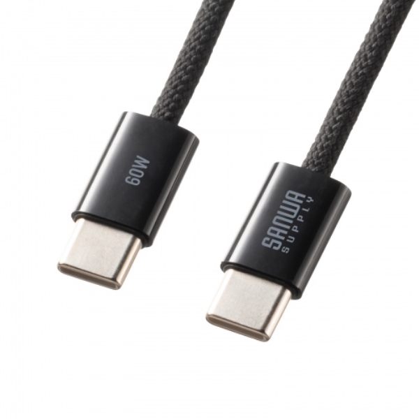 USB Type-Cシリコンメッシュケーブル(PD60W・ブラック・1m) KU-CCP60SM10BK