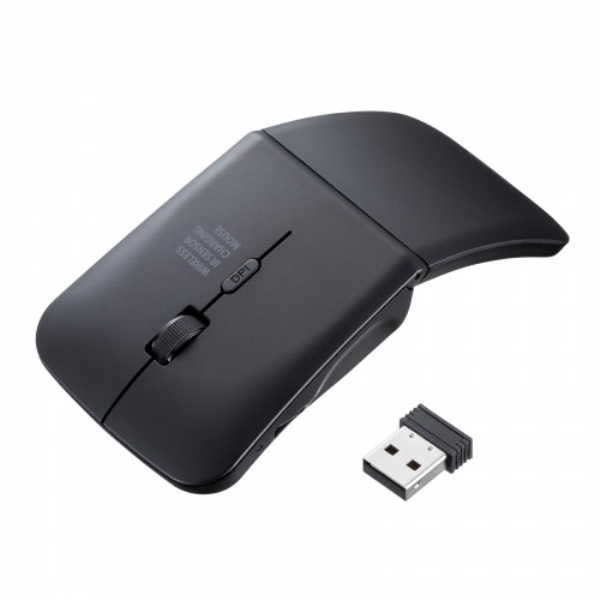 静音ワイヤレス IR LEDマウス(3ボタン・薄型) MA-WIS3117BK
