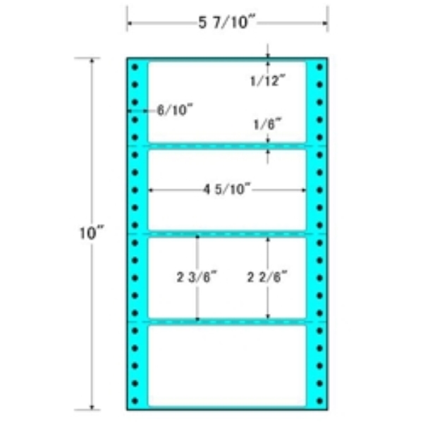 タックフォームラベル 5 7/10インチ×10インチ 4面付(1ケース1000折) MT5O