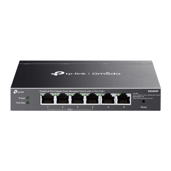 Omada ギガビットポート×6 イージーマネージスイッチ(PoE+ポート×4搭載) ES206GP(un)