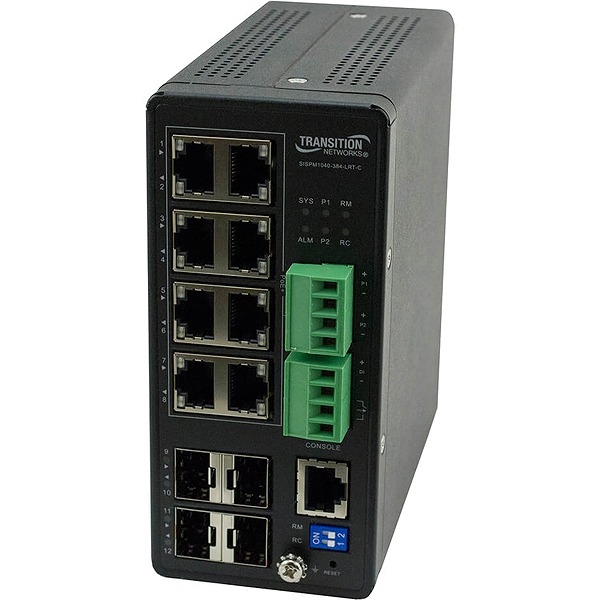 (8) 10/100/1000Base-T PoE+ (RJ-45) (4) 100/1000Base-X SFPI[v SISPM1040-384-LRT-C