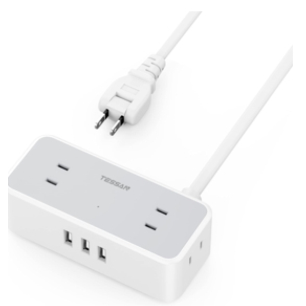 USB付4口ACマルチ電源タップ(2m) TS-704-GR-2