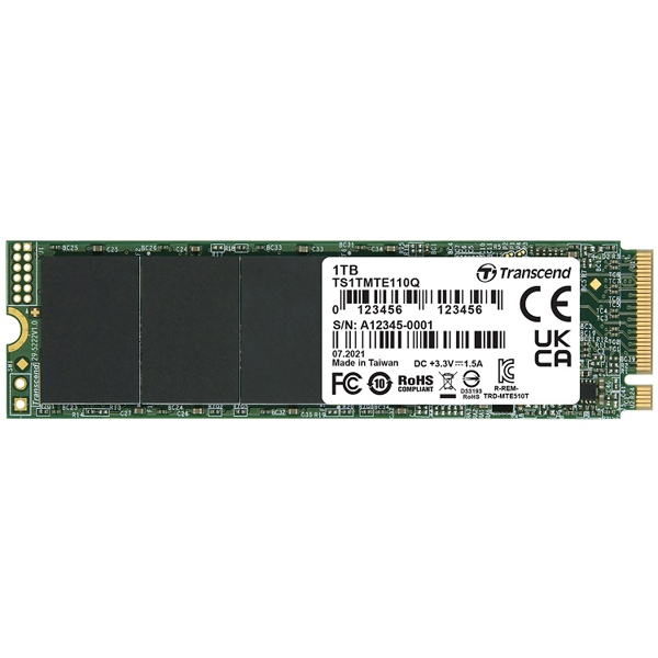 1TB M.2 2280PCIe Gen3x4 NVMe DRAM-less TS1TMTE110Q