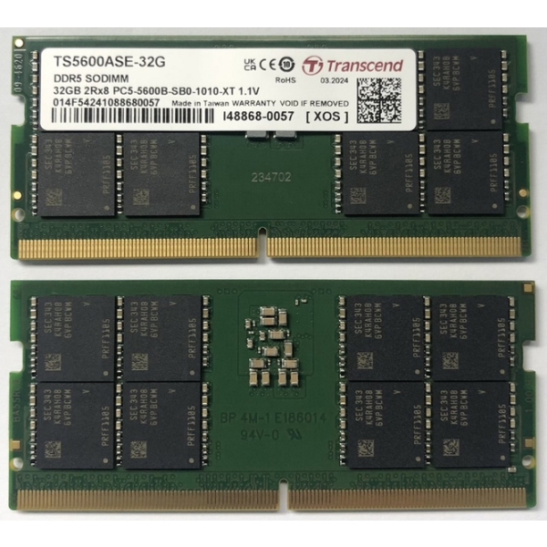 PC5-44800(DDR5-5600) SO-DIMM 32GB 2Rx8 2Gx8 CL46 1.1V TS5600ASE-32G