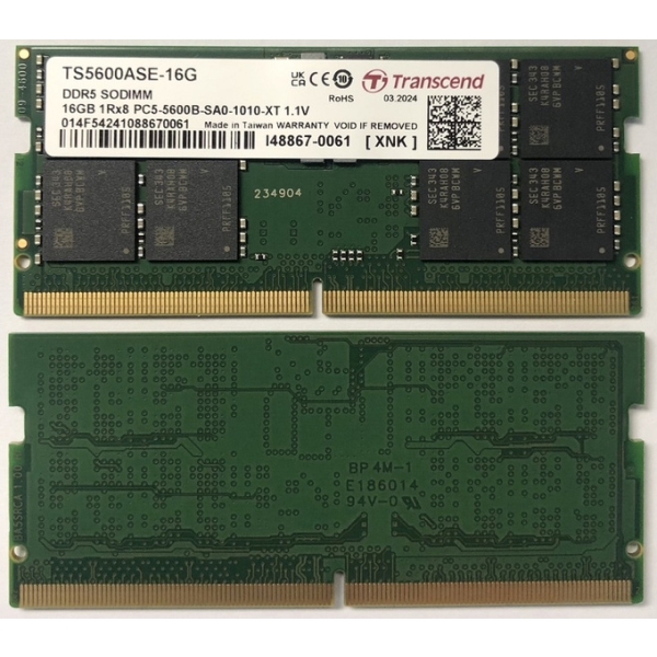 PC5-44800(DDR5-5600) SO-DIMM 16GB 1Rx8 2Gx8 CL46 1.1V TS5600ASE-16G