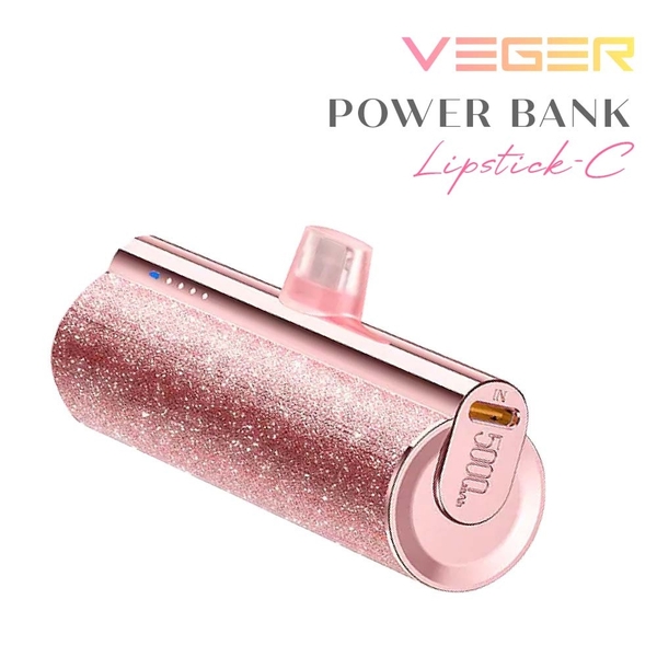 VEGER Power Bank UQ-Lipstick-C p[oN 5000mAh Type-C [YS[h UQ-Lipstick-C-RG-DS