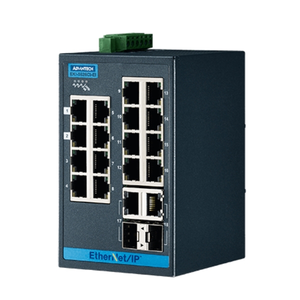 YƗpR~jP[VEKI 16 + 2G Combo Port Entry Level Managed Switch Supporting EtherNet/IP Extreme Temp EKI-5626CI-EI-AE