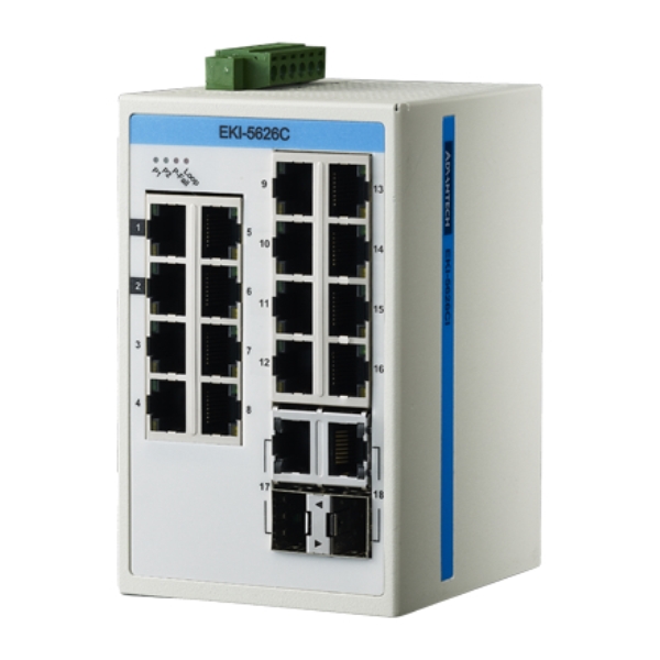 YƗpR~jP[VEKI ProView 16-port FE Industrial Switch with 2x RJ45/SFP Combo Extreme Temp -40`75 EKI-5626CI-AE