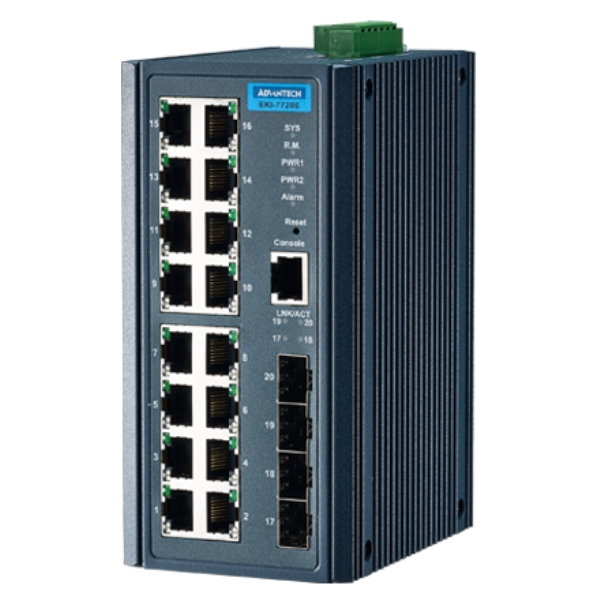 YƗpR~jP[VEKI 16 Fast Ethernet + 4SFP Managed Ethernet Switch Wide Temperature EKI-7720E-4FI-AE