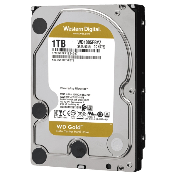 WD GoldV[Y 3.5C`HDD 1TB SATA6.0Gb/s 7200rpm/class 128MBLbV 512n WD1005FBYZ 0718037-820132