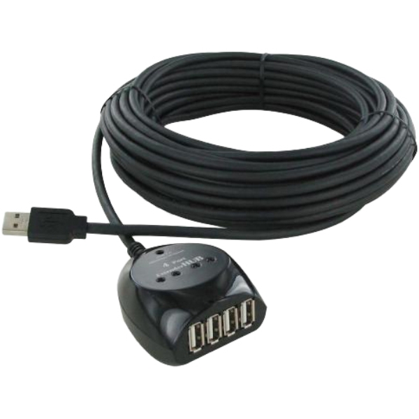 USB2.0アクティブケーブル&4ポートUSBハブ 5m HUB-286-5M