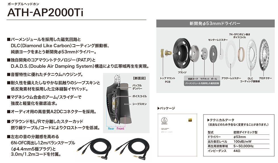 オーディオテクニカ ポータブルヘッドホン ATH-AP2000Ti NTT-X Store