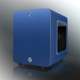 _ RAIJINTEK METIS PLUS アルミ製キューブ型サイドウィンドウ冷却ファン搭載 MINI-ITXケース ブルー 0R200058