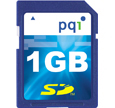 PQI製スタンダードタイプSDメモリカード1GB 永久保証 QSDS-1G